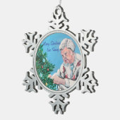 Kerstgroet van NANNY / GRAMMY handgeschilderd Tin Sneeuwvlok Ornament (Rechts)