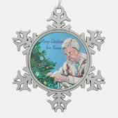 Kerstgroet van NANNY / GRAMMY handgeschilderd Tin Sneeuwvlok Ornament (Voorkant)
