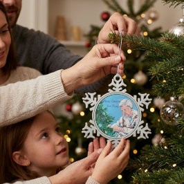 Kerstgroet van NANNY/GRAMMY handgeschilderd  Tin Sneeuwvlok Ornament