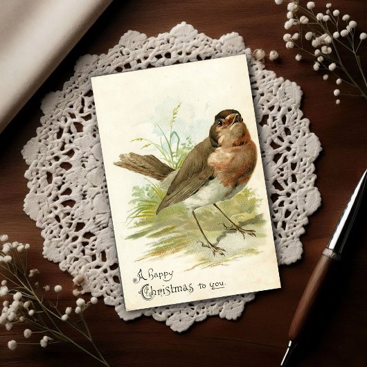 Kerstgroet van Robin Bird uit 1908 Briefkaart