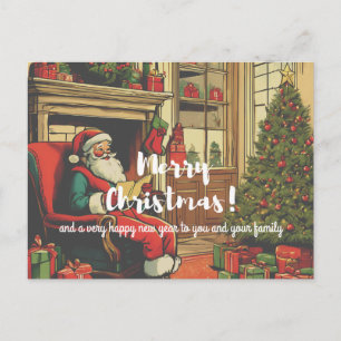 Kerstgroet van Vintage Kerstman Feestdagenkaart