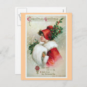 "Kerstgroet" Vintage Feestdagenkaart (Voorkant / Achterkant)