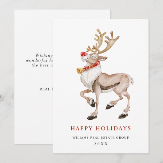 Kerstgroet voor Bedrijfsrendieren Feestdagenkaart (Voorkant / Achterkant)