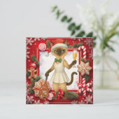 Kerstgroet voor kattenliefhebbers feestdagenkaart (Staand voorkant)