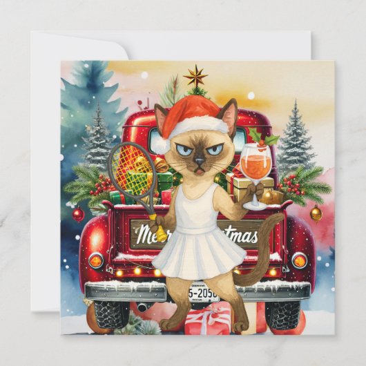 Kerstgroet voor kattenliefhebbers feestdagenkaart (Voorkant)