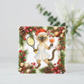 Kerstgroet voor kattenliefhebbers feestdagenkaart (Staand voorkant)