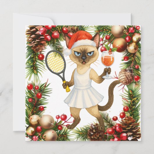 Kerstgroet voor kattenliefhebbers feestdagenkaart (Voorkant)