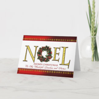 Kerstgroet voor kleinzoon en partner feestdagen kaart