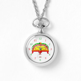 Kerstgroet Zilveren Ketting Horloge