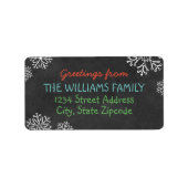 Kerstgroet Zwarte Schoolbord Adres Etiket (Voorkant)