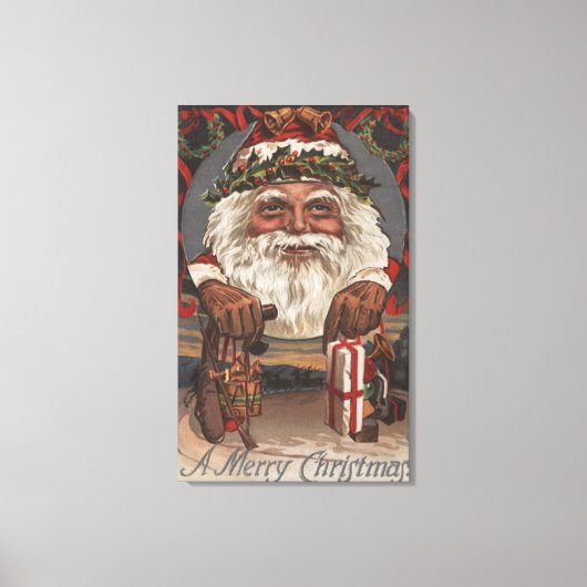 KerstgroetBig Santa Head Canvas Afdruk (Voorkant)