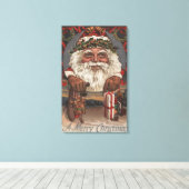 KerstgroetBig Santa Head Canvas Afdruk (Insitu (Houten vloer))