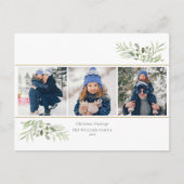 Kerstgroeten 3 Foto Groene Modern  Feestdagenkaart (Voorkant)