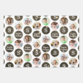 Kerstgroeten 6 Foto Monogram Gouden Sparkle Inpakpapier Vel (Voorkant 3)