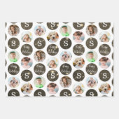 Kerstgroeten 6 Foto Monogram Gouden Sparkle Inpakpapier Vel (Voorkant 2)