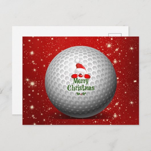 Kerstgroeten aan Golfer Uitnodiging Briefkaart (Voorkant / Achterkant)