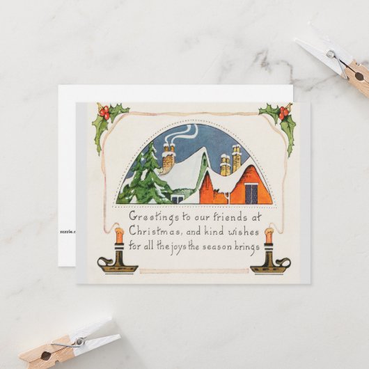 Kerstgroeten aan onze vrienden kaart (Voorkant / Achterkant in situ)