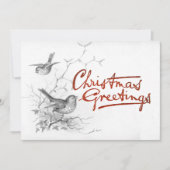 Kerstgroeten Bird Mistletoe Branch  Feestdagenkaart (Voorkant)