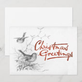Kerstgroeten Bird Mistletoe Branch  Feestdagenkaart (Voorkant / Achterkant)