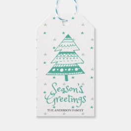 Kerstgroeten Cute Kerstboom Cadeaulabel