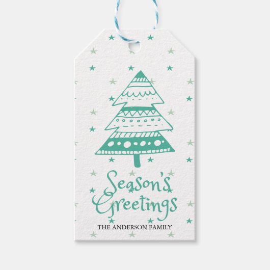 Kerstgroeten Cute Kerstboom Cadeaulabel (Voorkant)
