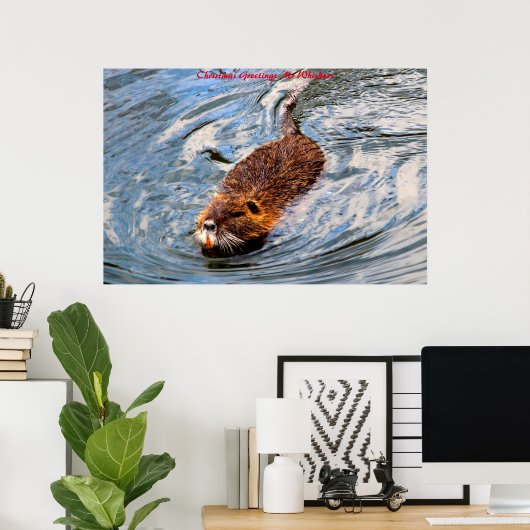 Kerstgroeten de heer Whiskers Poster (Thuiskantoor)