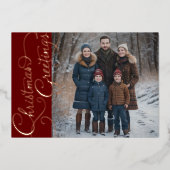 Kerstgroeten en uw foto folie feestdagenkaart (Voorkant)
