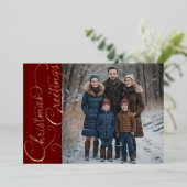 Kerstgroeten en uw foto folie feestdagenkaart (Staand Voorkant)