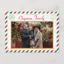 Kerstgroeten Familie Foto Glitter Air Mail