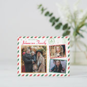 Kerstgroeten Familie Foto Glitter Air Mail Briefkaart (Staand voorkant)