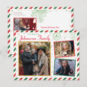 Kerstgroeten Familie Foto Glitter Air Mail Briefkaart (Voorkant / Achterkant)