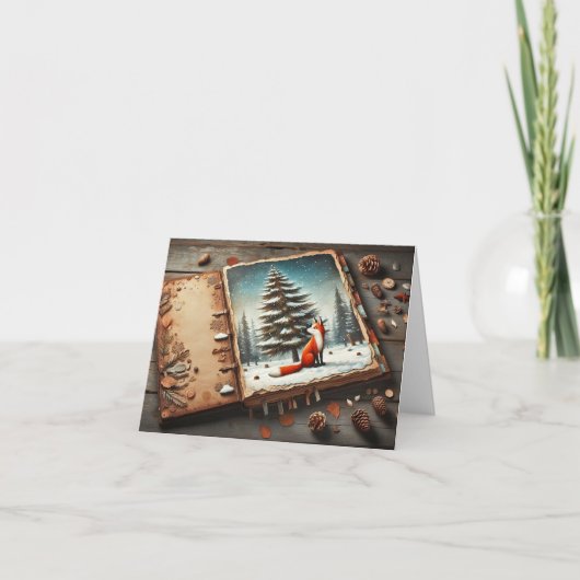 Kerstgroeten Gevouwen Nota Kaart (Voorkant)