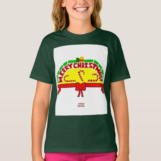 Kerstgroeten Girls Deep Forest T Shirt (Voorkant)