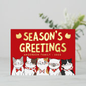 Kerstgroeten Grappige Lieve Katten Kerstliedjes Zi Folie Feestdagenkaart (Staand Voorkant)