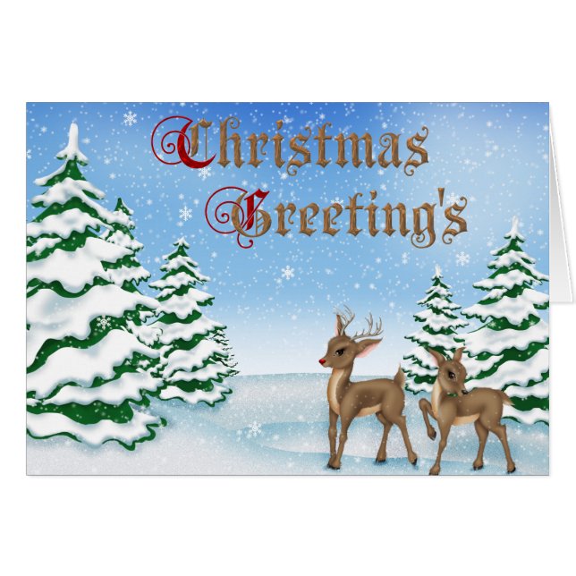 Kerstgroeten in de sneeuw (Voorkant Horizontaal)