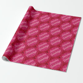 Kerstgroeten in roze inpakpapier