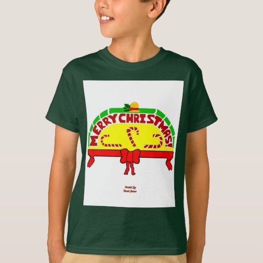 Kerstgroeten jongens Diep Forest Basic T Shirt (Voorkant)