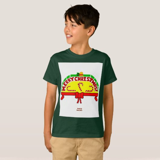 Kerstgroeten jongens Diep Forest Basic T Shirt (Voorkant volledig)