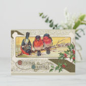 Kerstgroeten - Kaart van de vogelfeestdag (Staand voorkant)