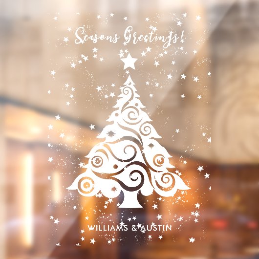 Kerstgroeten Kerstboom met Sterren Sneeuwt Raamsticker (Vel 2)