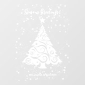 Kerstgroeten Kerstboom met Sterren Sneeuwt Raamsticker (Vel)