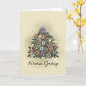 Kerstgroeten - Kerstdobbelkaart Kaart (Gele Bloem)