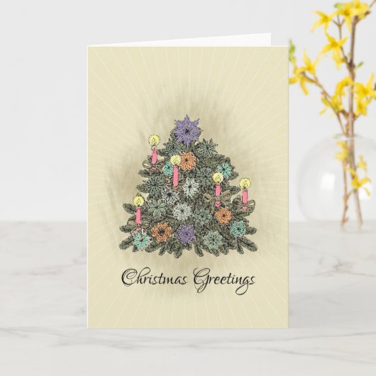 Kerstgroeten - kerstkaart kaart (Gele Bloem)