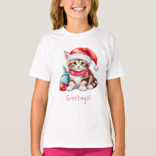 Kerstgroeten Kitten Kerstmis T-shirt