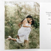 Kerstgroeten Manuscript/Glam Gold Leaves Drieluik Wenskaart (Binnenzijde eerst)