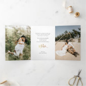 Kerstgroeten Manuscript/Glam Gold Leaves Drieluik Wenskaart (Binnen)