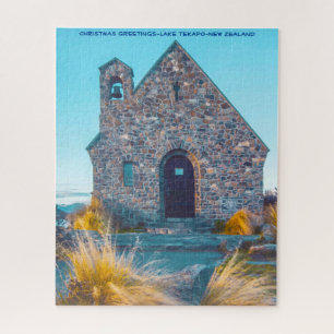 Kerstgroeten-Meer Tekapo-Nieuw-Zeeland Legpuzzel