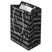 Kerstgroeten Meerdere Talen Zwart Medium Cadeauzakje (Achterkant Gekanteld)