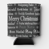 Kerstgroeten Meertalige talen zwart Blikjeskoeler (Voorkant)