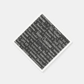 Kerstgroeten Meertalige talen zwart Servet (Hoek)